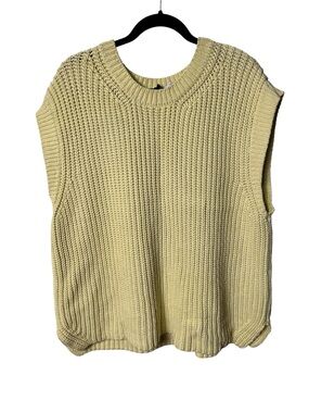 Zara Oversized Chunky Knit Sweater Vest in a lime colorway, M, Fashion-Forward